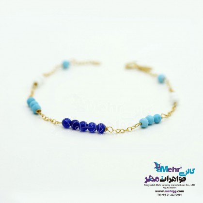 Gold and Stone Bracelet - Blue Shell-MB0804